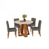 Juego De Comedor 4 Sillas Mesa Redonda - Celeste Beige / Gris