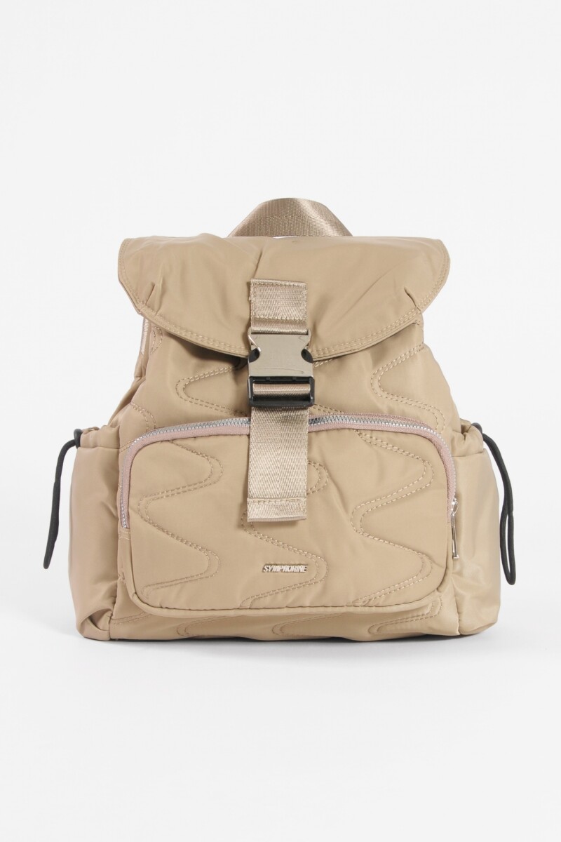 Mochila wavy con bolsillo frontal beige