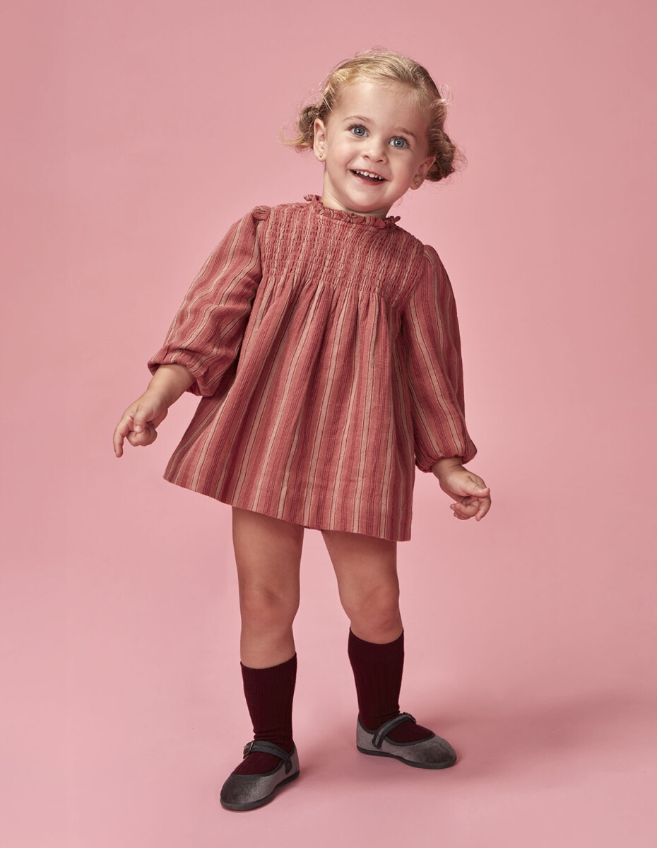 Vestido De Rayas Engomado - Cereza 