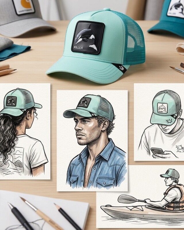 Gorra Goorin Bros Trucker Baseball - The Killer Orca Verde Agua