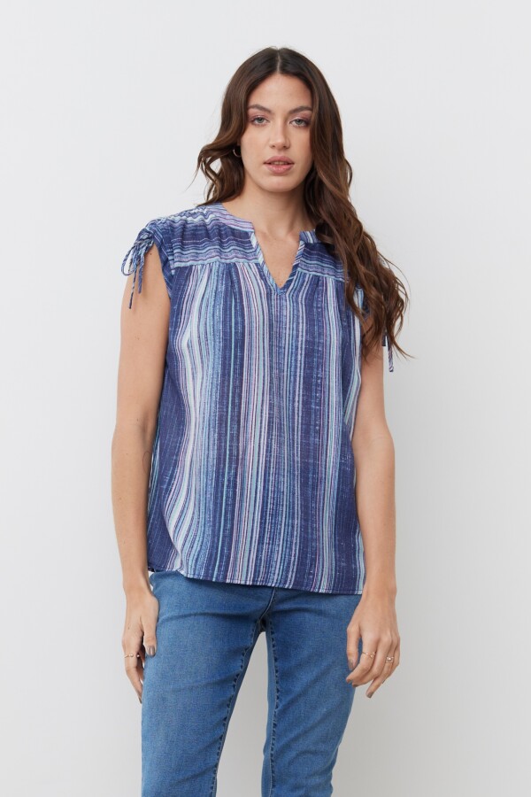 Blusa Hombros Lazo AZUL/MULTI