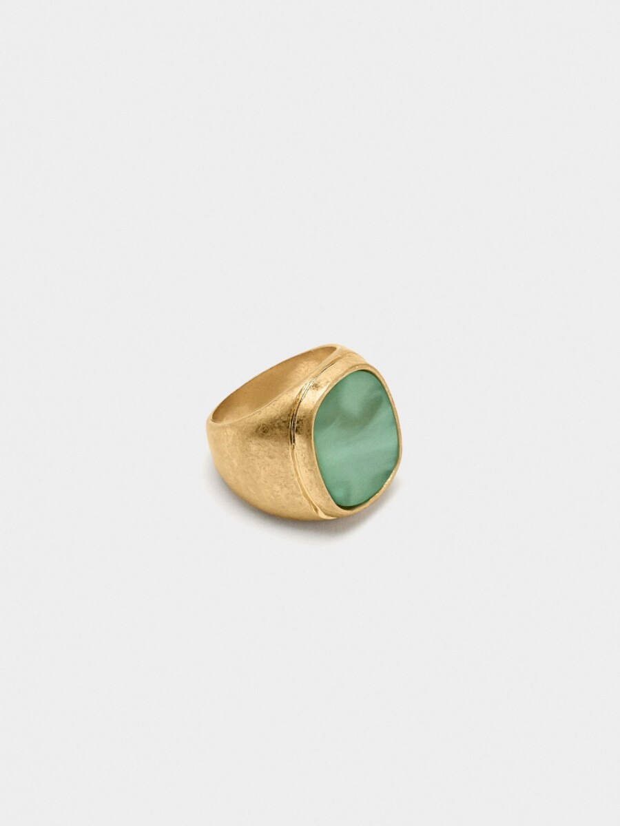 Anillo Cuadrado Efecto Piedra verde