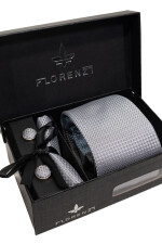 Set Corbata, pañuelo y gemelos PLATA