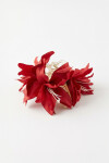 Broche flor dahlia tela rojo