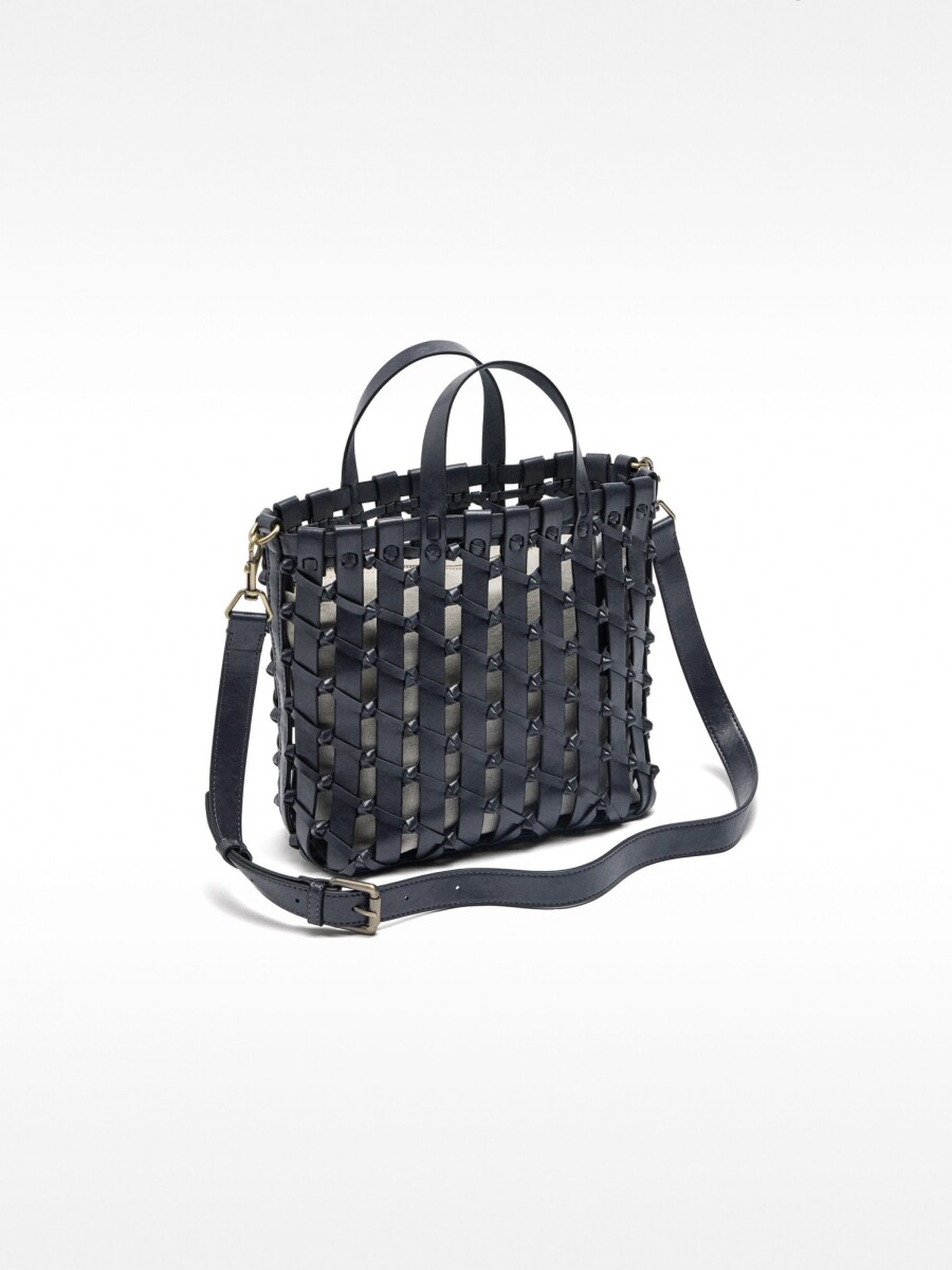 Bolso Tote Trenzado Con Nudos azul-marino