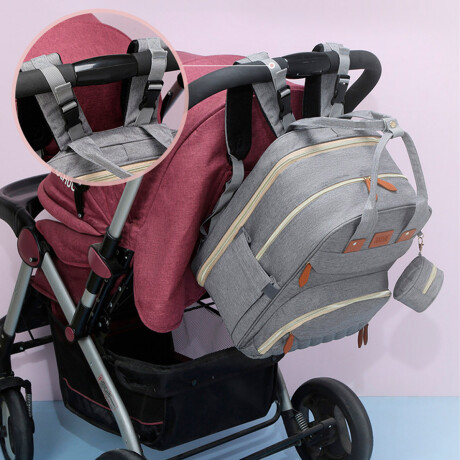 Mochila Bolso Maternal Con Cuna Bebé Cambiador Gris