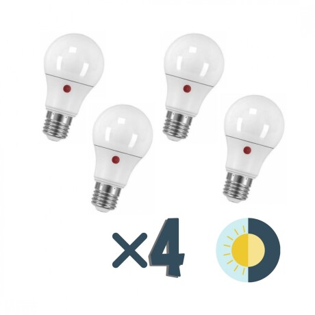 Pack x4 pcs - Lámpara led con Fotocélula 9W E27 Luz Neutra