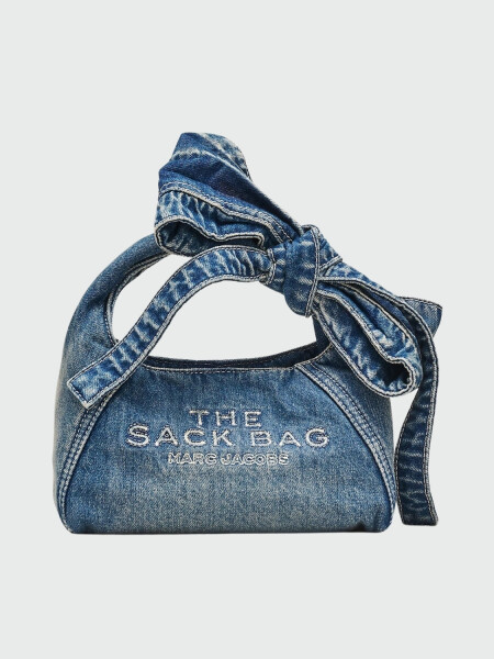 THE BOW DENIM MINI SACK BAG Beige