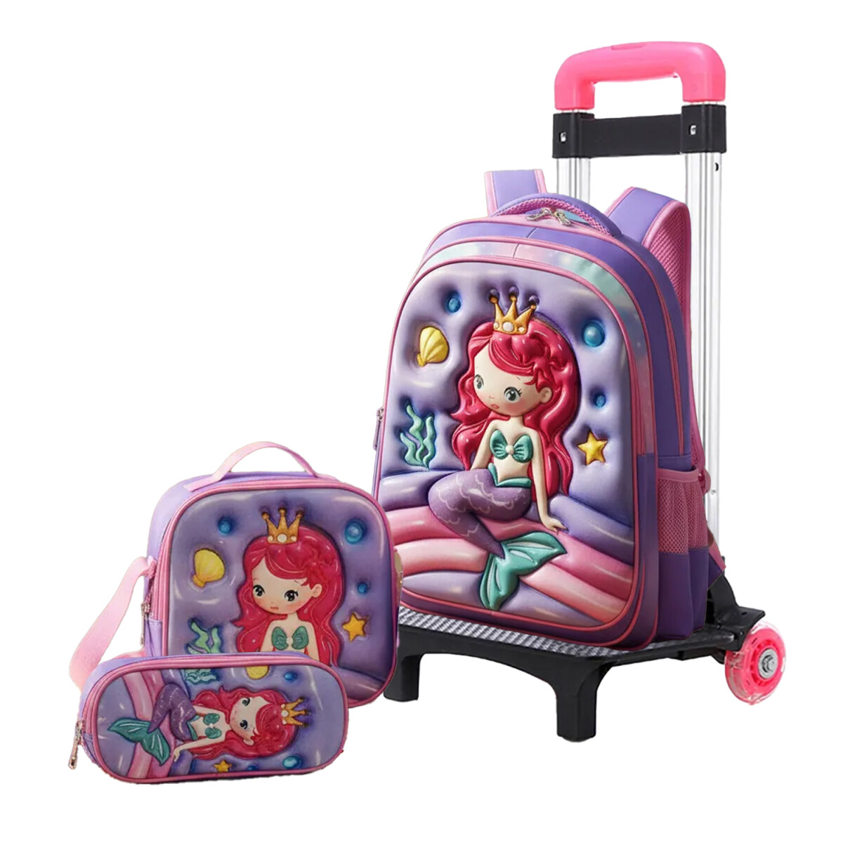 Set Escolar Mochila 3 Pzas + Soporte Regulable Alum Fucsia - Lila 
