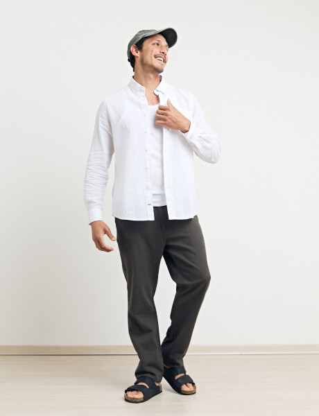011954 CAMISA HARRINGTON LABEL LINO Blanco