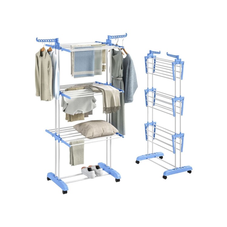Tendedero de Pie Vertical Plegable 3 Niveles con Ruedas Tendedero de Pie Vertical Plegable 3 Niveles con Ruedas