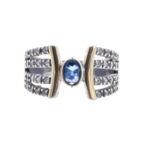 Anillo de plata 925 y double en oro 18 ktes con circonias. Anillo de plata 925 y double en oro 18 ktes con circonias.