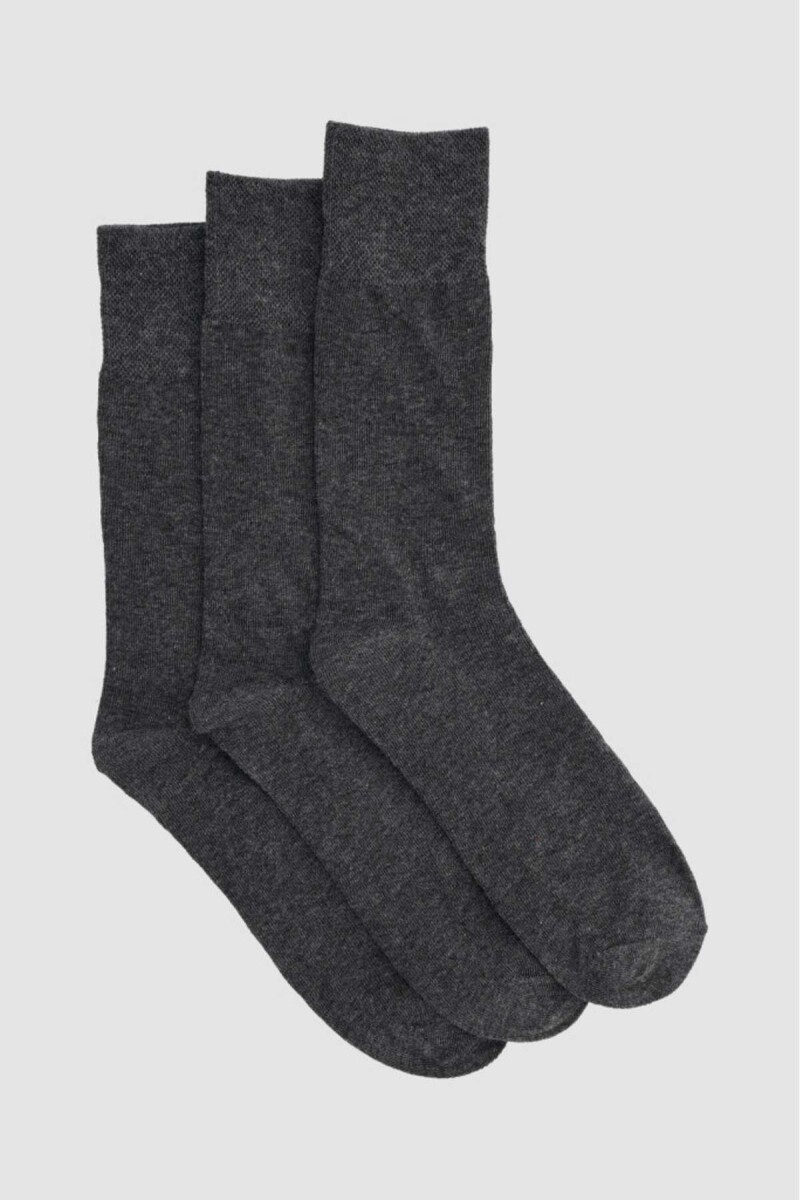 Pack x3 media lisa sujecion suave hombre - Gris melange 