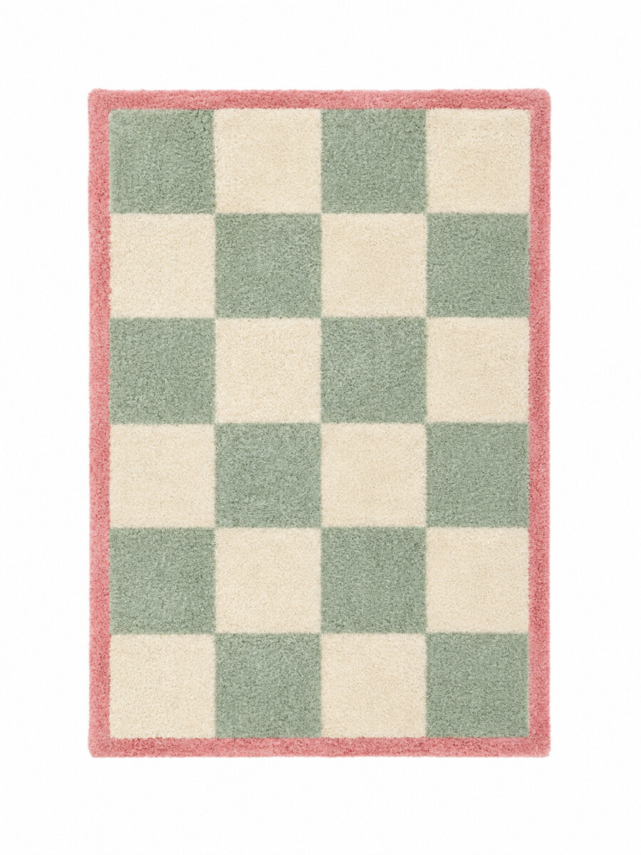 ALFOMBRA DECORATIVA CUADROS - VERDE 