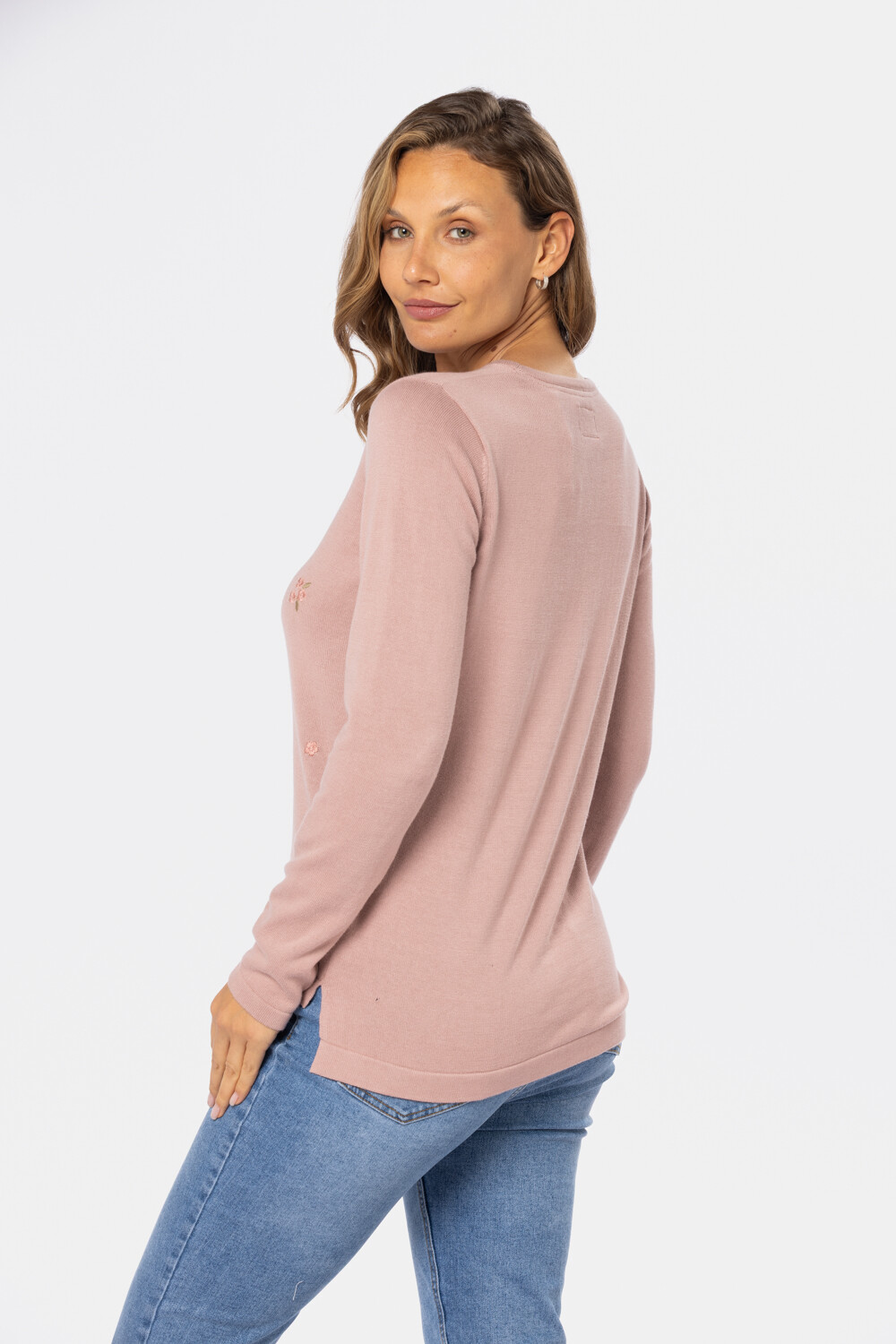 BUZO TEJIDO BORDADO Rosado