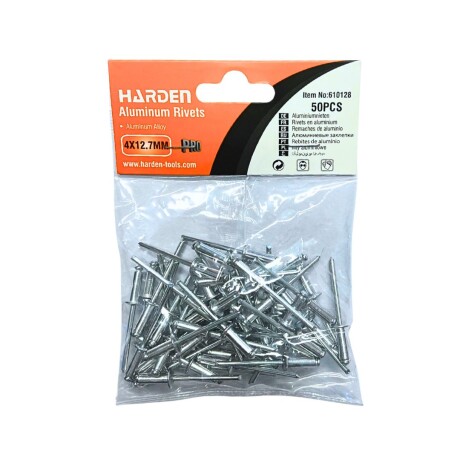 REMACHES DE ALUMINIO 4MM X 127MM 50 PIEZAS HARDEN ++ Sin color