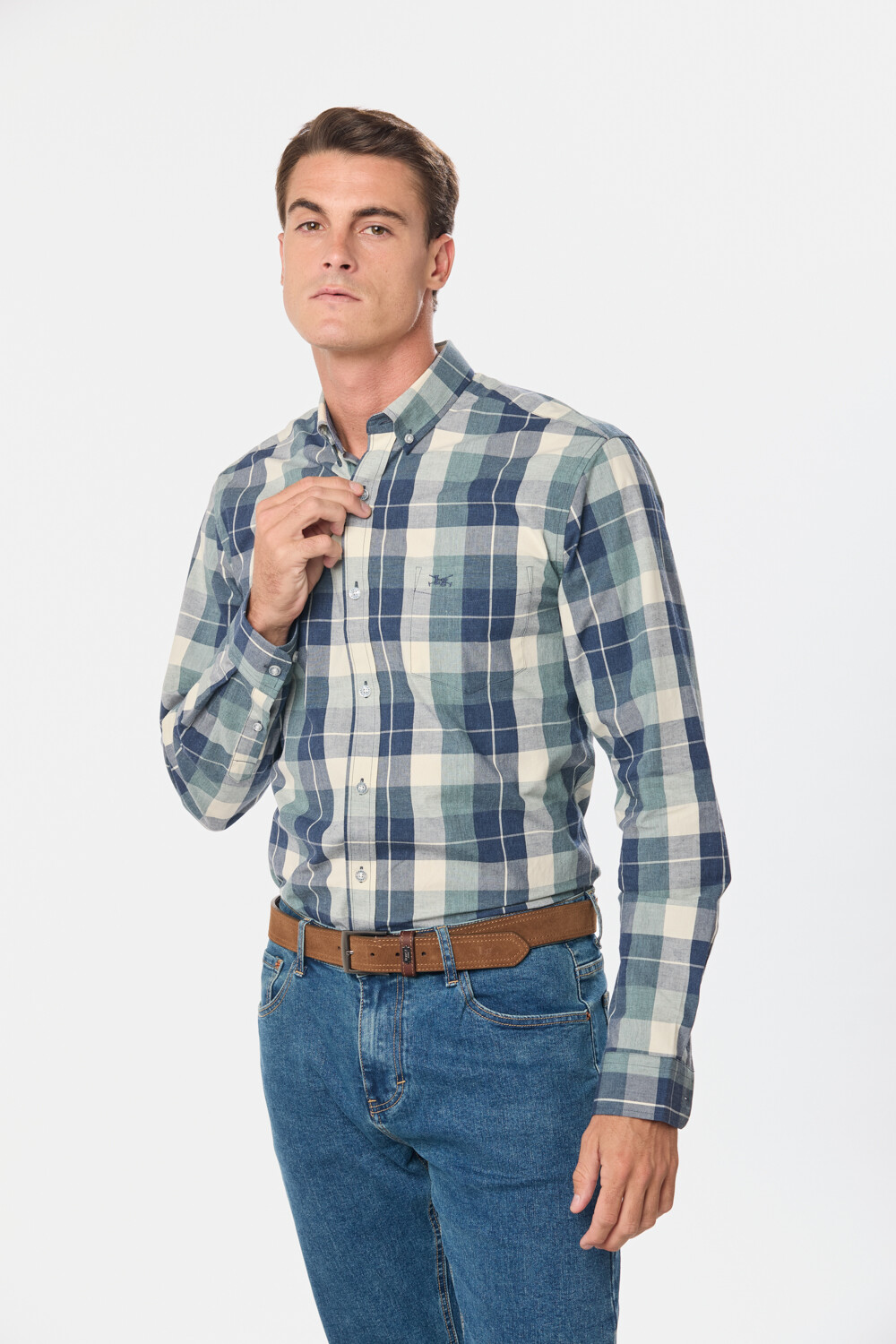 CAMISA CUADROS Beige