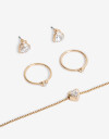 Bijouterie Set Metal Bijou Set Metal Aros Pulsera Y Anillos - Dorado