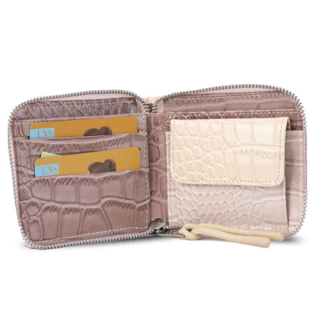 Billetera Candela Croco Piel Cuarzo Mauve