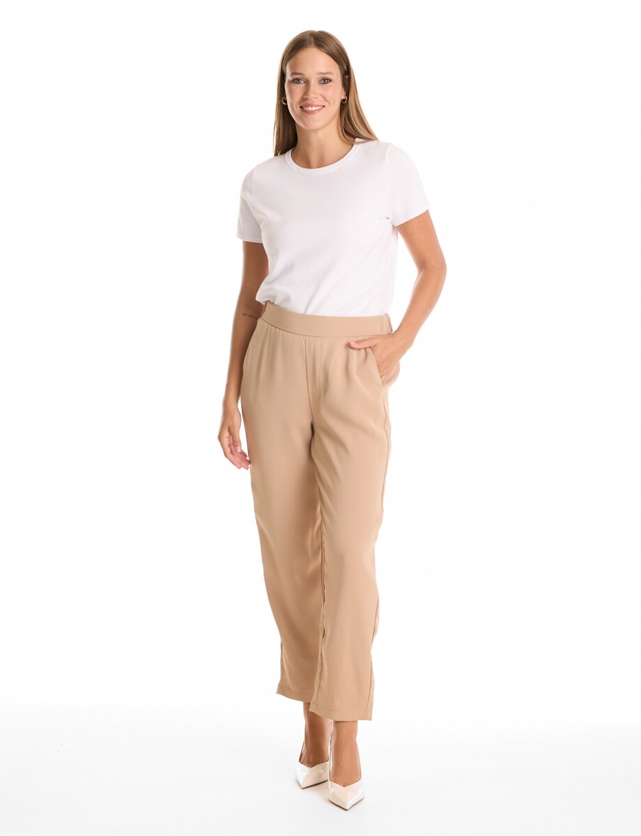 Pantalon Relaxed Fit & Cintura Elástica Posterior - Beige Oscuro 