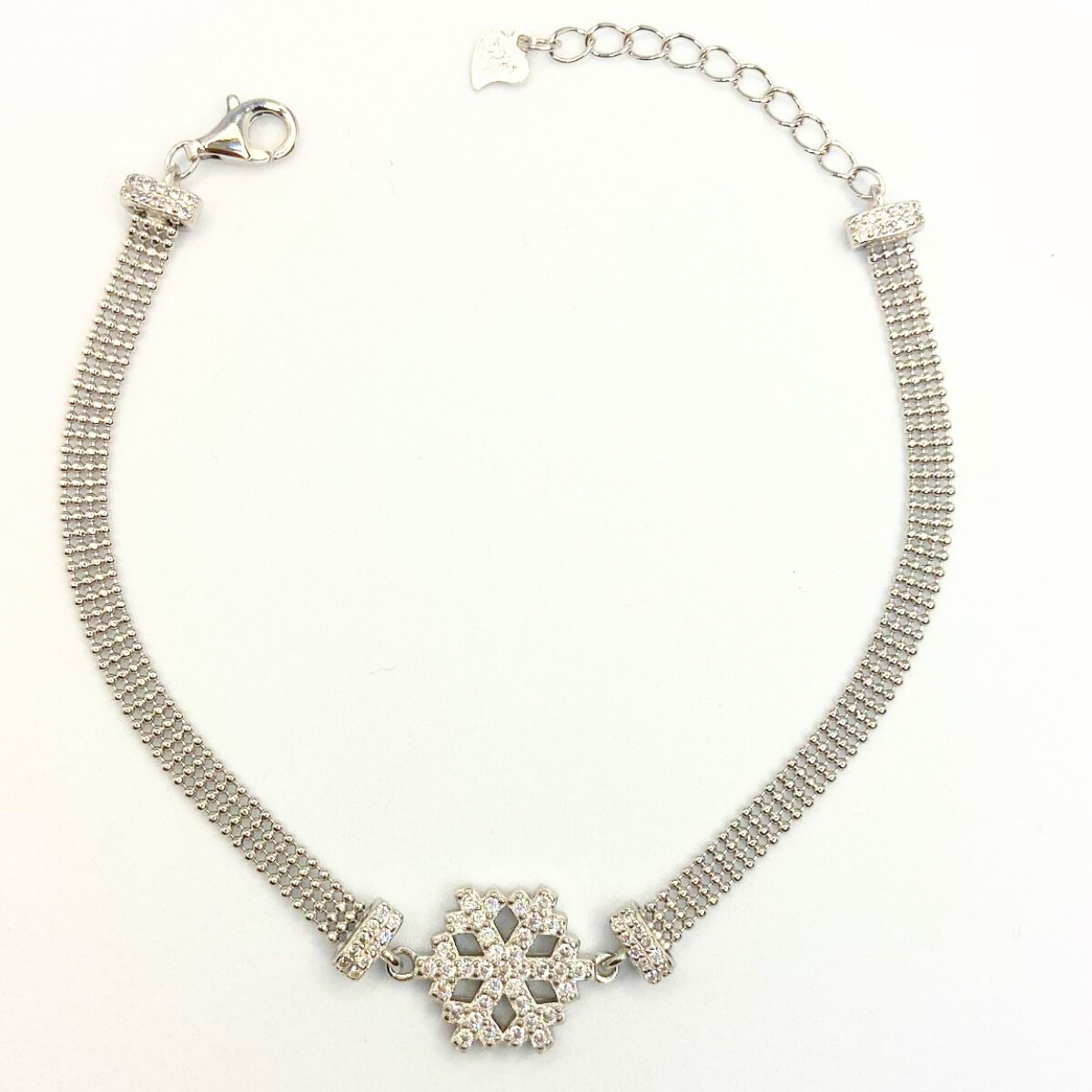 PULSERA DE PLATA COPO NIEVE , LARGO 17+3CM 