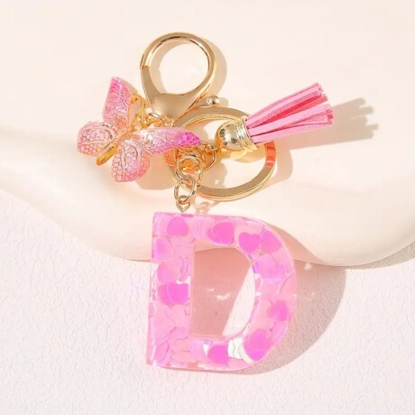 Llavero de letras D rosa