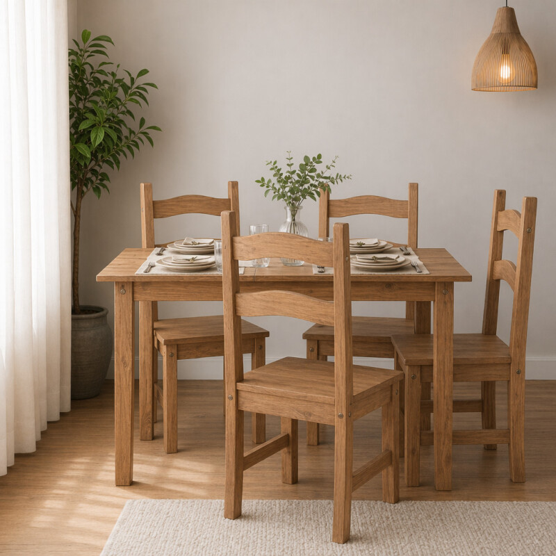 Juego de comedor 4 sillas, linea Dorada Juego de comedor 4 sillas, linea Dorada