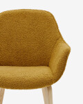 Silla Aleli de borreguito mostaza y patas de madera maciza de fresno con acabado natural