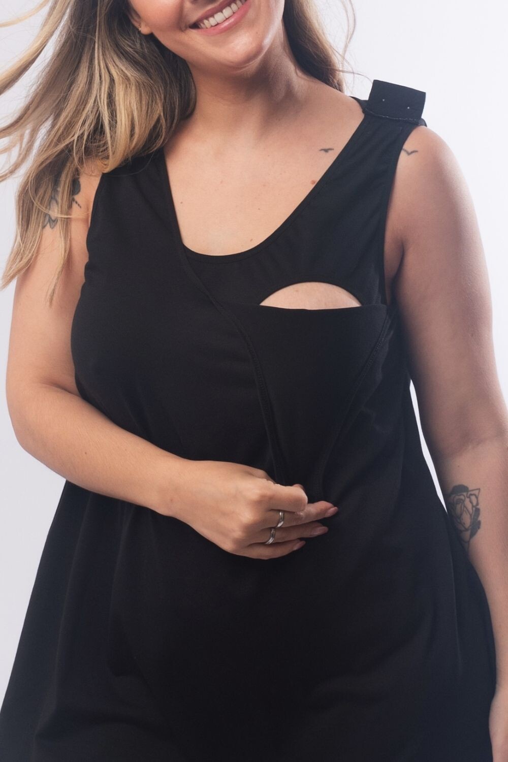 Camisón Maternal Alejandra Negro