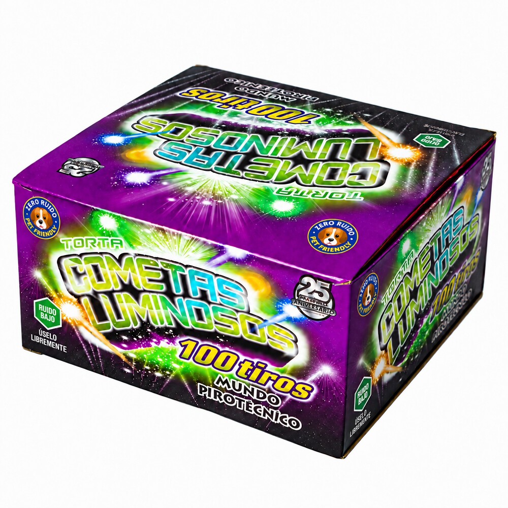 TORTA COMETAS LUMINOSOS MUNDO PIROTECNICO 100 Tiros TORTA COMETAS LUMINOSOS MUNDO PIROTECNICO 100 Tiros