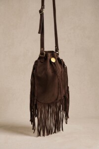 Cartera Flecos Gamuza Vegana Chocolate