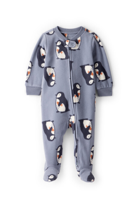 Pijama una pieza de DreamPlush, con pie, gris, diseño pingüinos Sin color