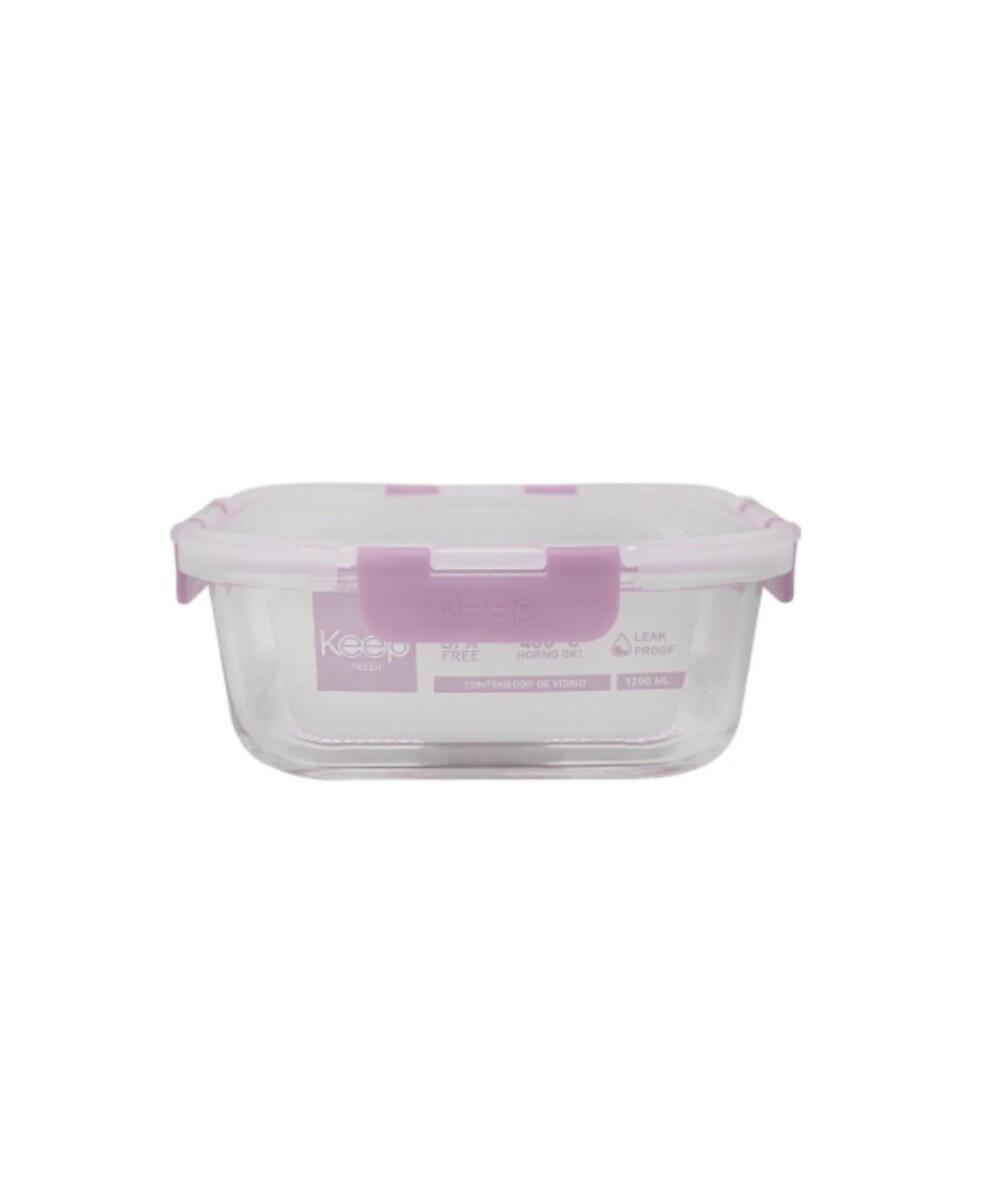 HERMETICO CUADRADO 800ML GLASS KEEP - Lila 