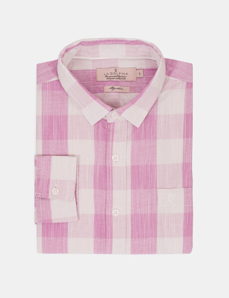 Camisa m/l cuadros rosa