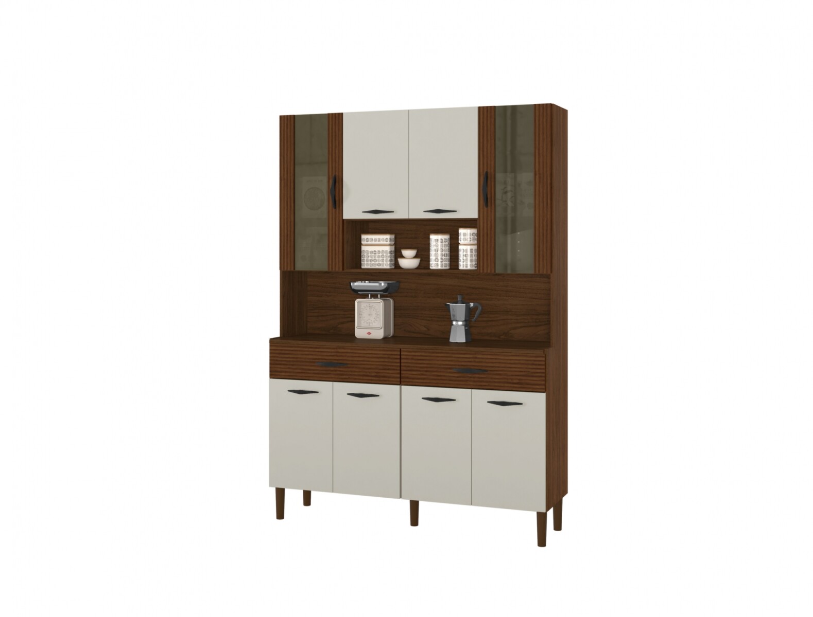 PARANA- KIT DE COCINA GOLDEN 8P NOGUERIA/OFF WHITE 197-8907 