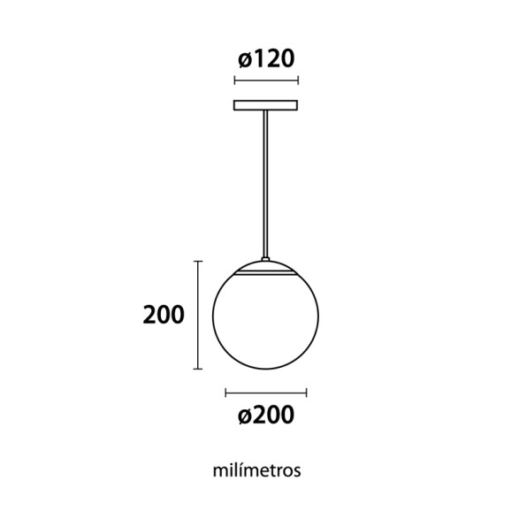 Colgante globo E27 vidrio opal Ø20cm BM2013