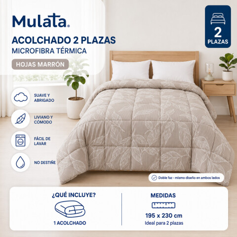 Acolchado 2 Plazas Doble Faz Microfibra Térmico 195 x 230cm - Hojas Caladas Marrón Acolchado 2 Plazas Doble Faz Microfibra Térmico 195 x 230cm - Hojas Caladas Marrón