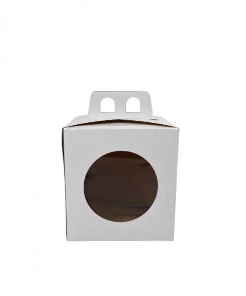 Caja 13x13x12 con visor + asa. BLANCO