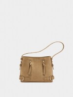 Bolso Bombonera Efecto Piel Con Hebillas taupe