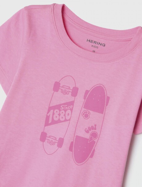 CAMISETA INFANTIL CON ESTAMPA ROSA