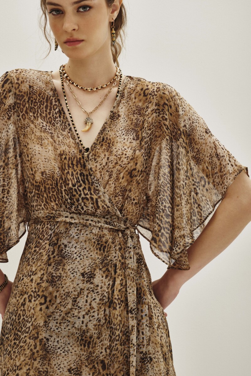 Vestido Andrea Animal Mini Marron
