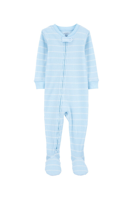 Pijama térmico una pieza de algodón, con pie, celeste Sin color