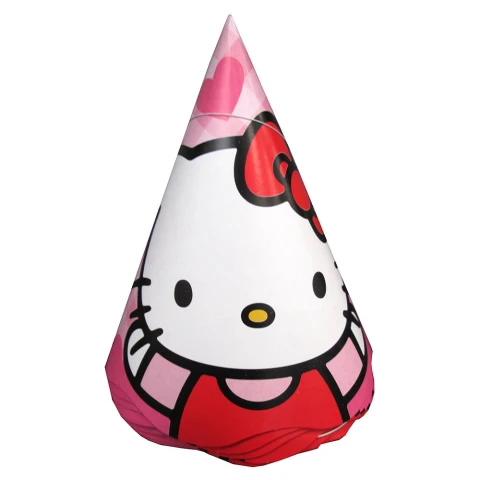 Cotillón Gorros Cumpleaños x8 - Hello Kitty U
