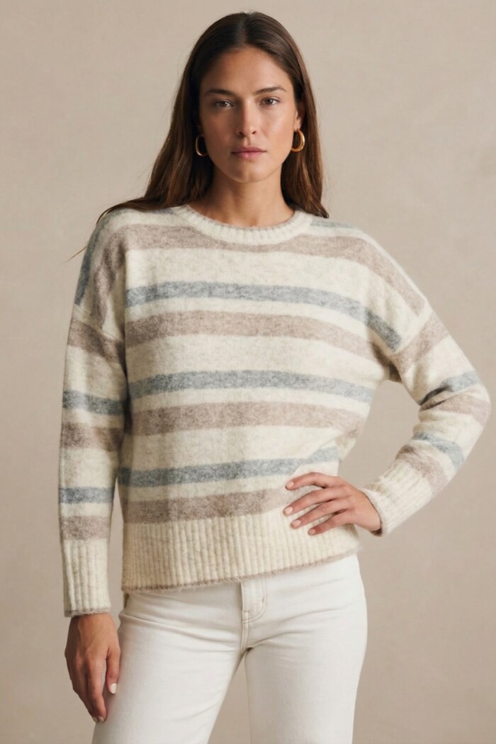 Sweater Rayado Gris Melange