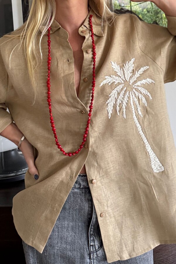 Camisa Bordada Palm Beige