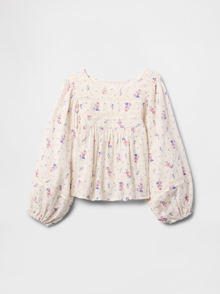 Camisa Niña - Ivory Frost Floral 