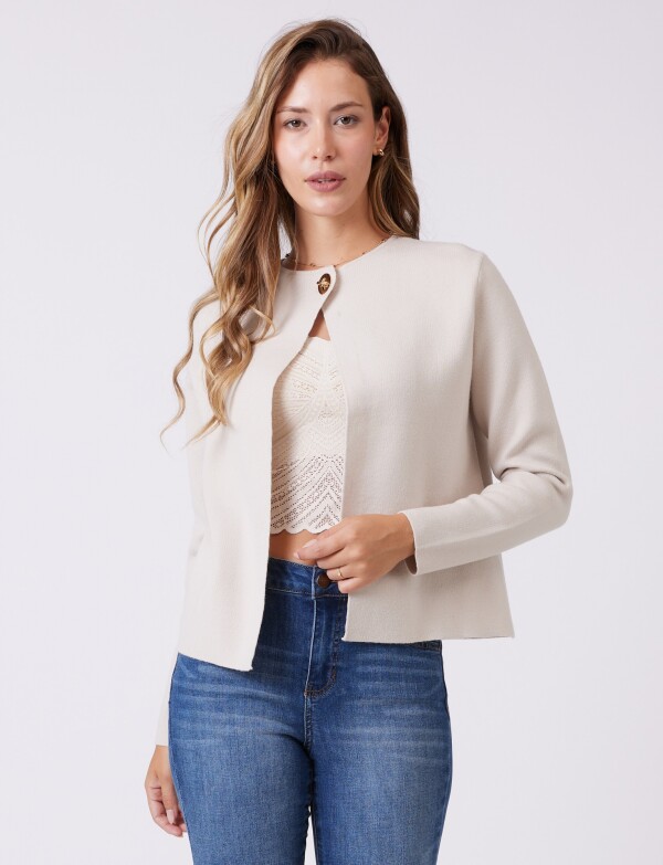 Cardigan Boton BEIGE CLARO