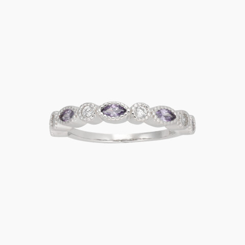Anillo en Plata 925 con circonias blancas y violetas Anillo En Plata 925 Con Circonias Blancas Y Violetas