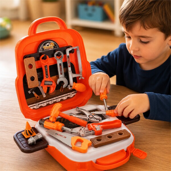 Mochila Caja de Herramientas Infantil 22 Piezas Naranja 1