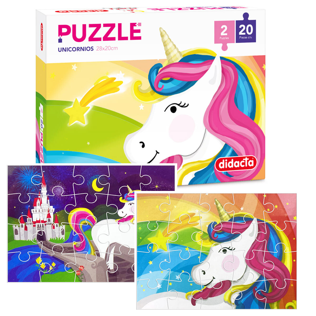 Puzzle Rompecabezas Pack X2 Didacta Unicornio 20pcs 